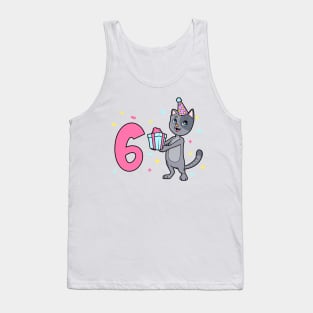 I am 6 with cat - girl birthday 6 years old Tank Top